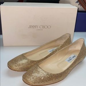 Jimmy Choo Gold Sparkle Ballet Flat